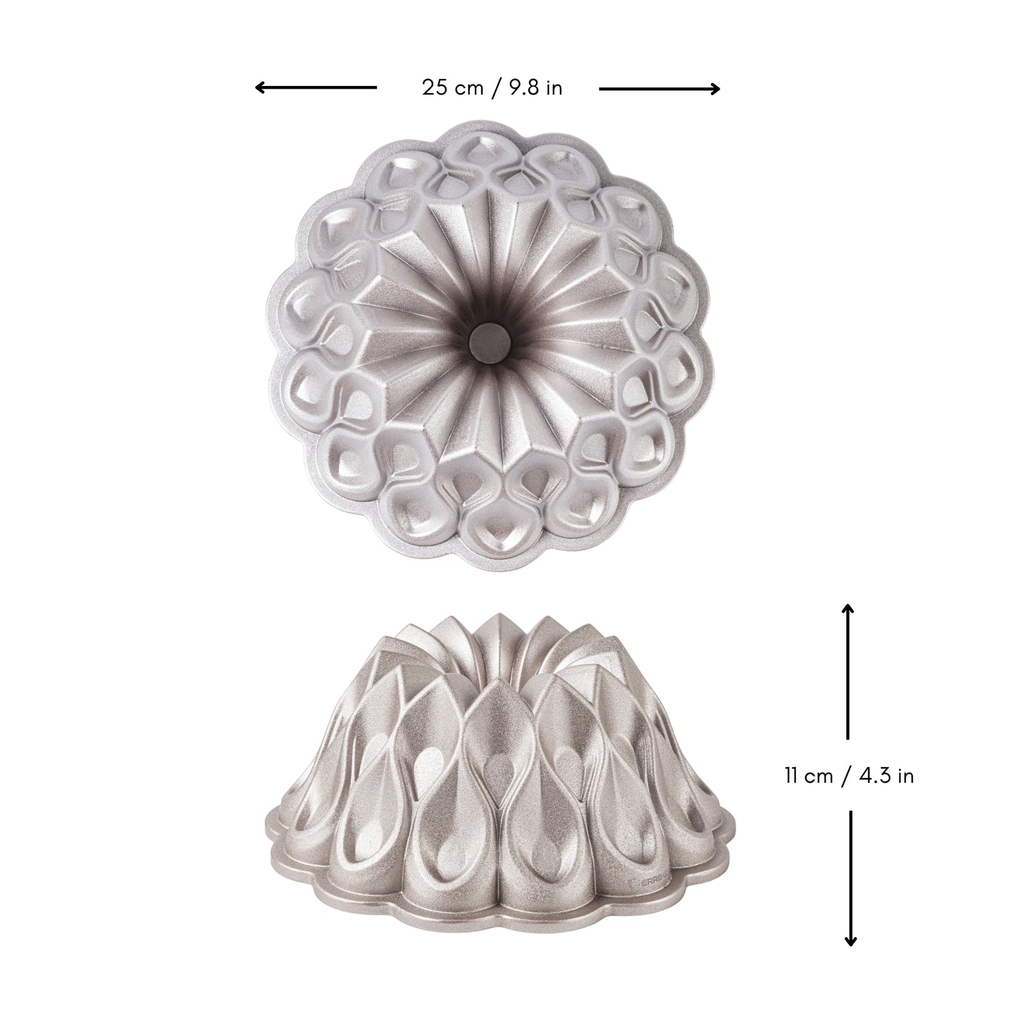 BLAZE mould, sponge cake and tart mould for oven, double non-stick layer, long-lasting cast aluminium, uniform cooking, Rose Gold colour, diameter 25cm, height 11cm, 2.5 litres.