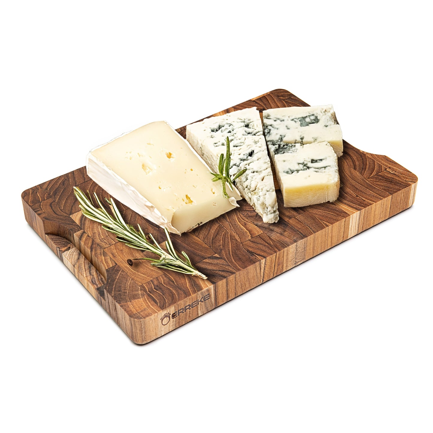 NEW ARRIVAL Tabla Cortar Cocina RIO, Madera de Teca End Grain Grosor 3.2 cm, Resistente, Servir Embutidos Queso Pan, 30x20.5x3.2 cm