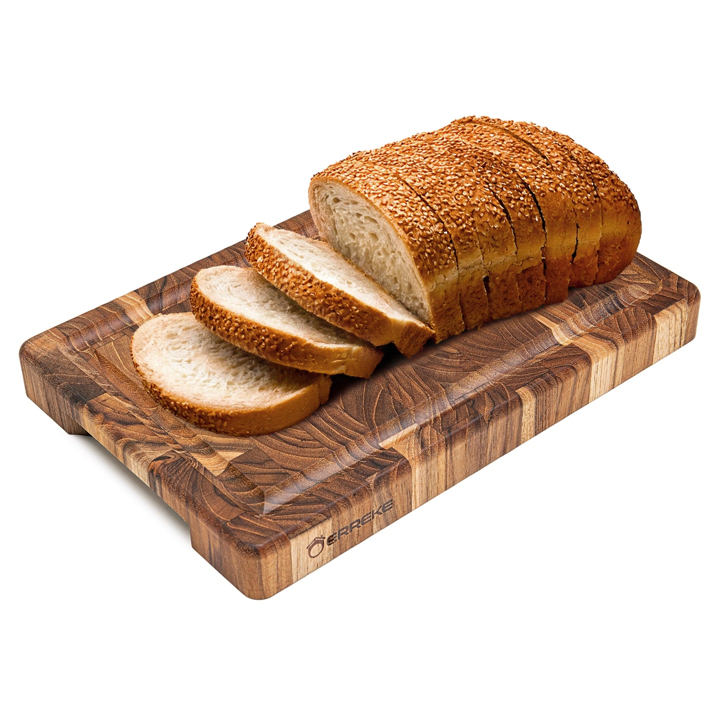 NEW ARRIVAL Tabla Cortar Cocina RIO, Madera de Teca End Grain Grosor 3.2 cm, Resistente, Servir Embutidos Queso Pan, 30x20.5x3.2 cm
