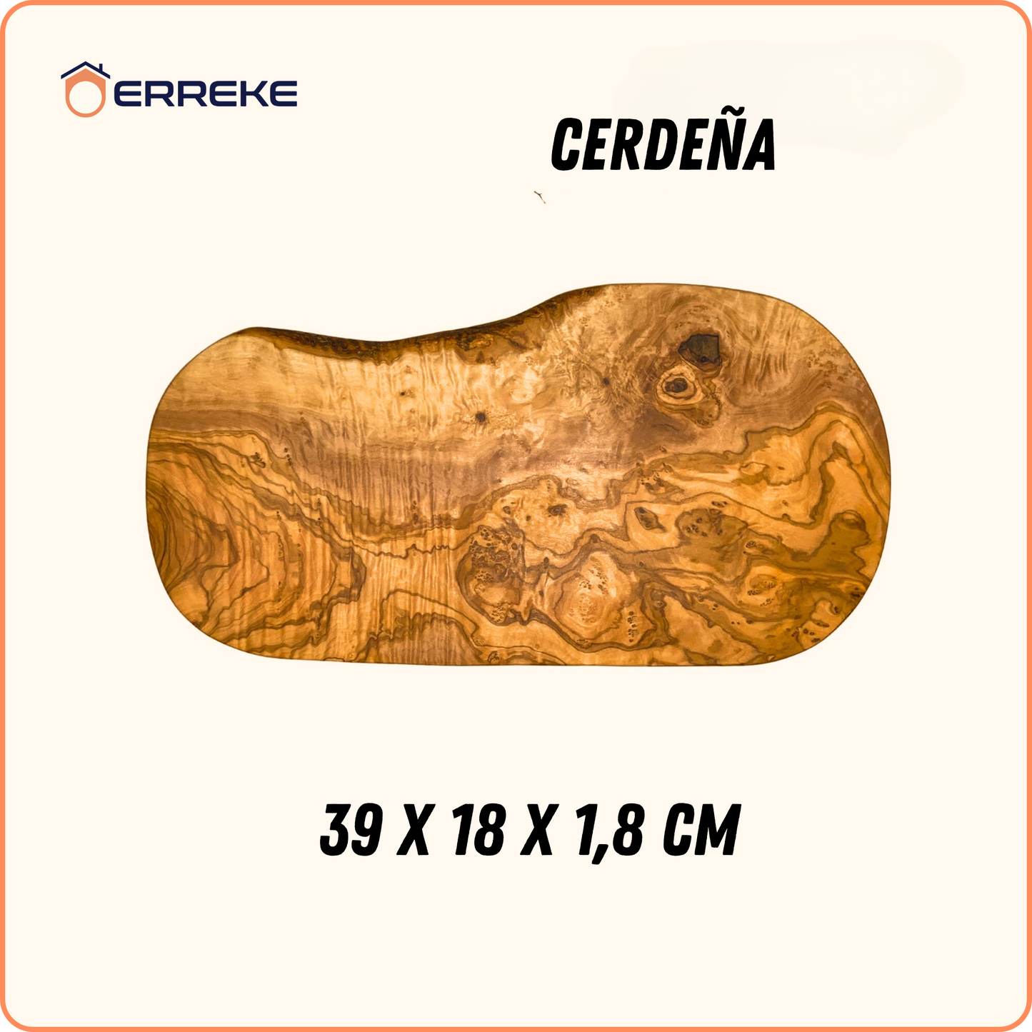 Tabla de Cortar y Servir en Madera Olivo Mediterráneo CERDEÑA, 100% artesanal, Ovalada con ranura de jugos, Reversible, Embutidos, Carne, Barbacoa, Queso, Pan (39 x 18 cm aproximado)