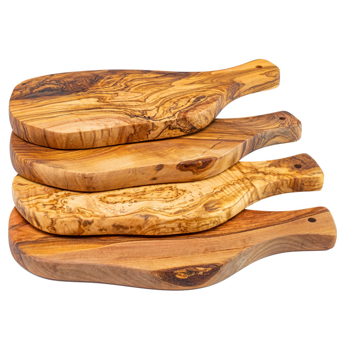 Lot de 4 petites planches en bois d'olivier naturel MENORCA 28 x 13 x 1,8 cm