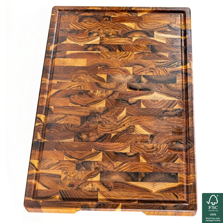 Teak Wood End Grain Cutting Board XXL 58 x 38 x 3.8 cm SIDNEY PLUS
