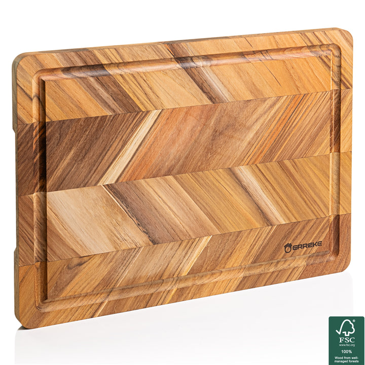 Teak Wood Board with Herringbone Design RODA 40.5 x 30.5 x 2 cm