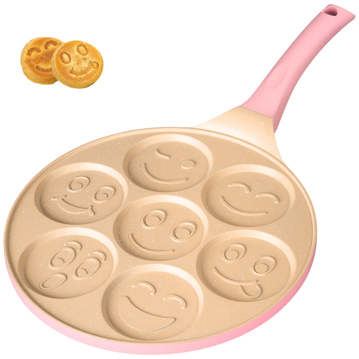 Sartén para Tortitas Diseño Caritas en Color Rosa