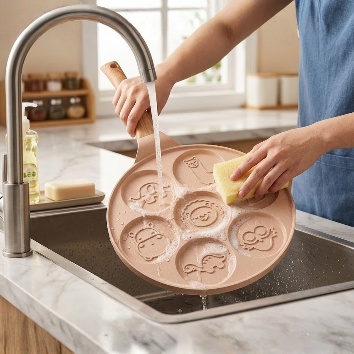 Frigideira para Panquecas com Design de Animaizinhos em Bege