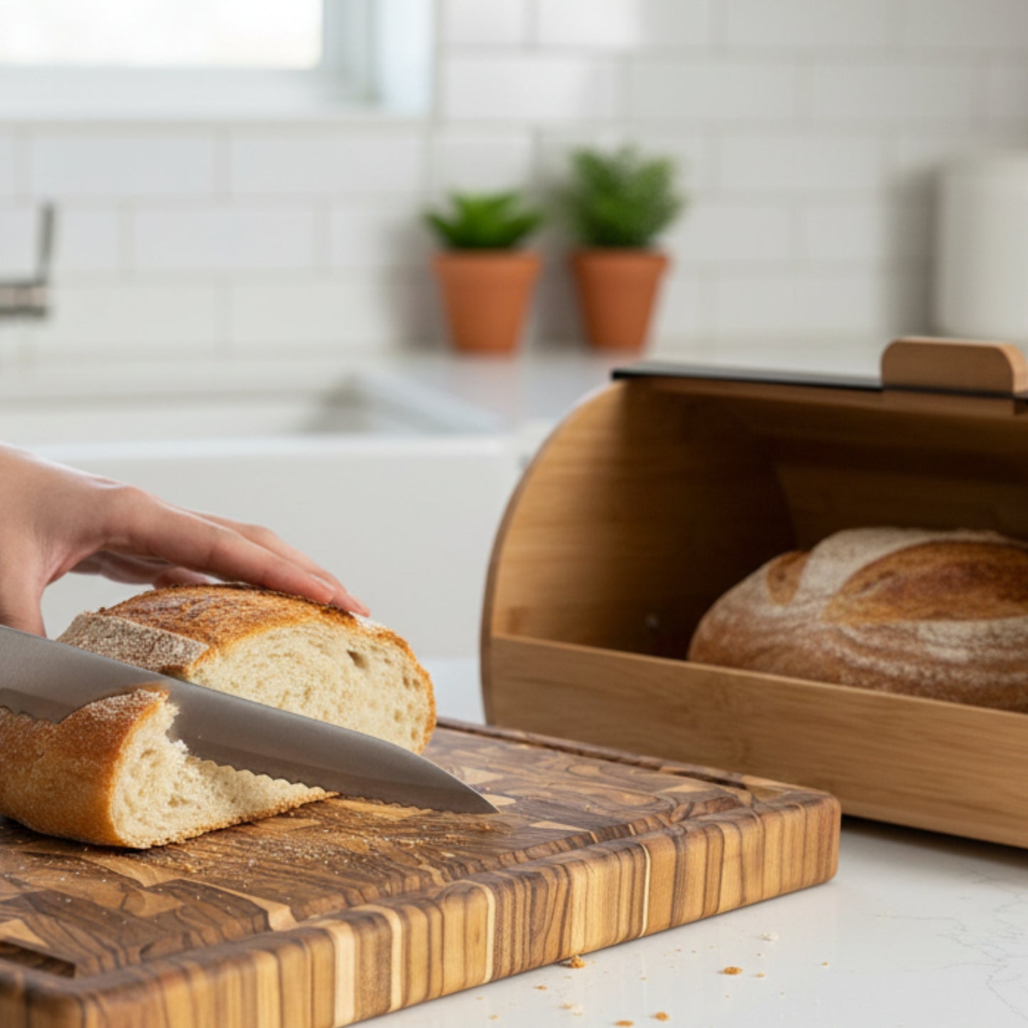 Planche à Découper XXL en Bois de TECK Naturel SIDNEY, de Bout, Bases Antidérapantes, Idéale pour Cuisine ou Barbecue, Servir Viande Fromage Pain, 58x38x3,2cm (fente à jus)