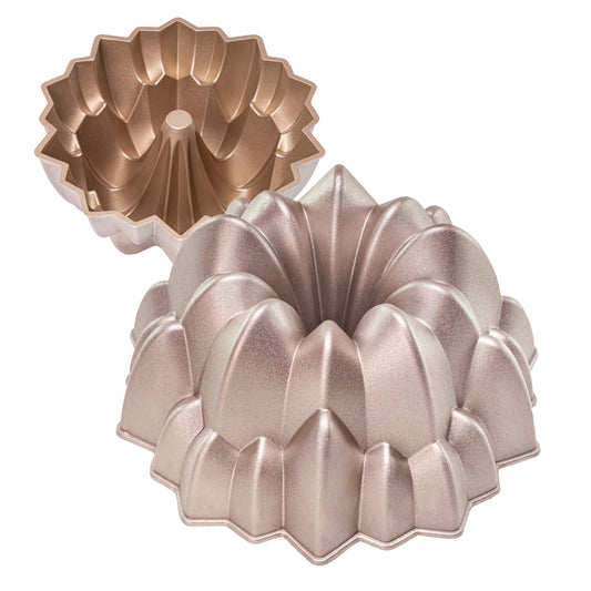 CASCADE-Vorm, cake en cake voor oven, dubbele antiaanbaklaag, longlife gegoten aluminium, Uniform Cooking, Rose Gold Kleur, diameter 24cm, hoogte 11 cm, 2 liter.