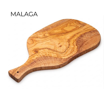 Table of Short and Serve in Madeira Olivo Mediterráneo MALAGA, 100% artesanal, with mango, Embutidos, Meat, Barbacoa, Queso, Pan (53 x 27 x 2 cm approximate)
