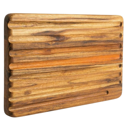 Tagliere Reversibile in Legno di Teak con Scanalature per il Pane