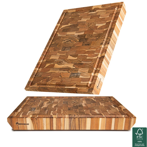 Planche à découper en bois de teck End Grain 3XL 50 x 35 x 5 cm BANGKOK