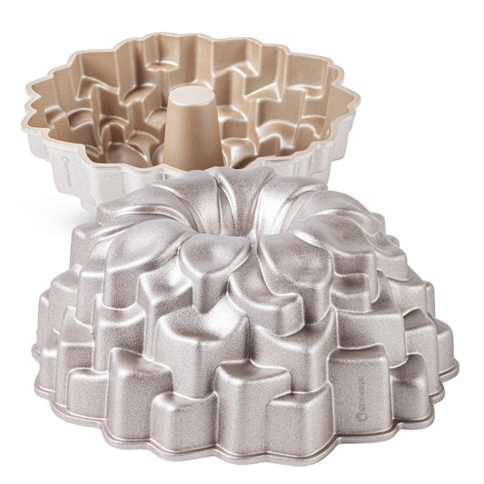 BLOOM mal, cake en cake voor oven, dubbele antiaanbaklaag, longlife gegoten aluminium, Uniform Cooking, Rose Gold Kleur, diameter 24cm, hoogte 10 cm, 2,5 liter.