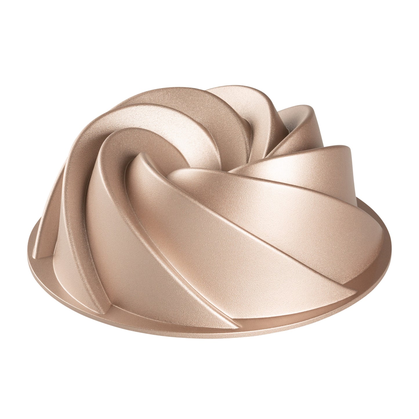 Molde ESPIRAL, bizcocho y tarta para horno, doble capa antiadherente, aluminio fundido de larga vida, Cocción Uniforme, Color Oro Rosa, diámetro 24cm, alto 9 cm, 1.8 litros.