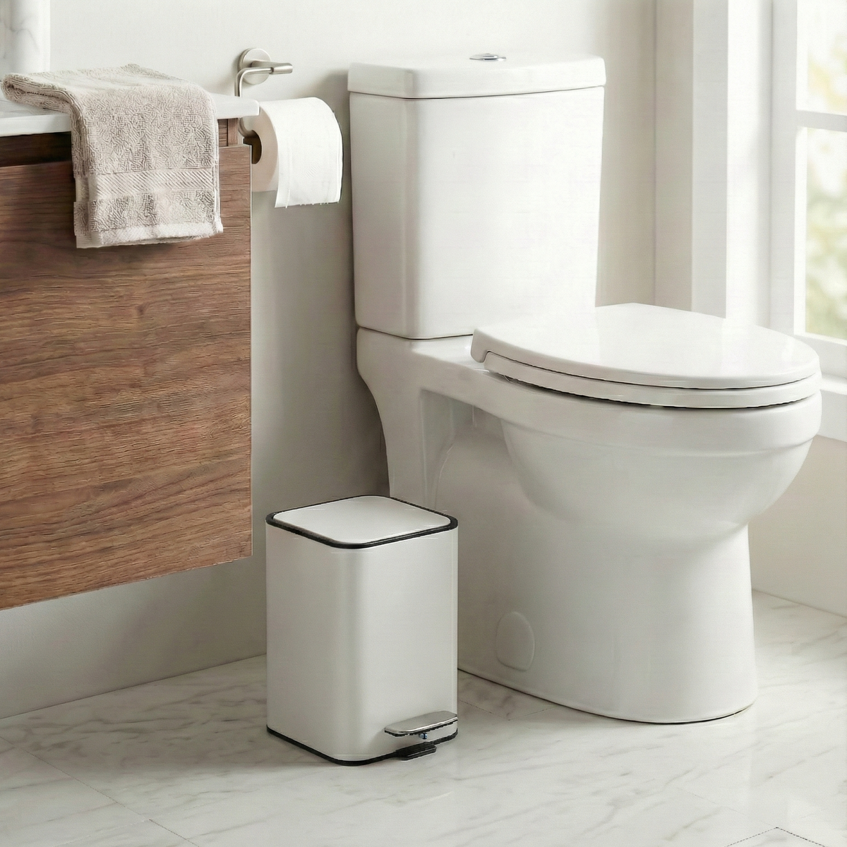 3 L Bathroom Pedal Bin, Colour Cloud White