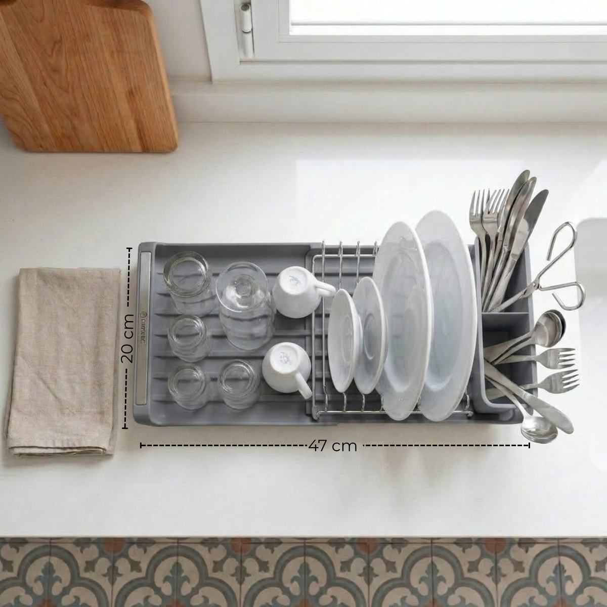 Escurridor de Platos Extensible Pequeño Color Gris