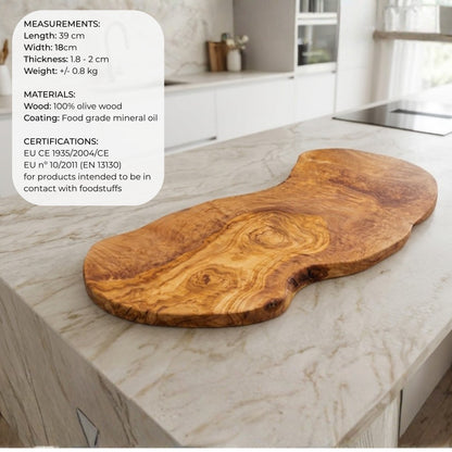 Tabla Grande de Cortar y Servir en Madera de Olivo Natural MALLORCA 51x26 cm
