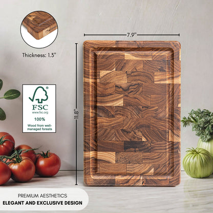 NUOVO ARRIVO Tagliere da cucina RIO, legno di teak a grana fine, spessore 3,2 cm, resistente, per servire salumi, formaggi e pane, 30x20,5x3,2 cm 