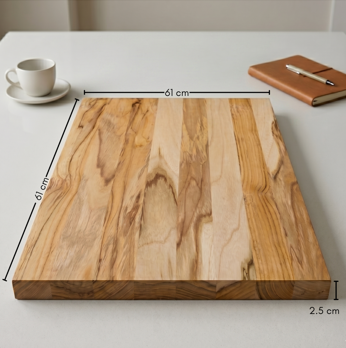 Tablero Cuadrado de Madera Natural de Teca para DIY 61x61x2.5 cm