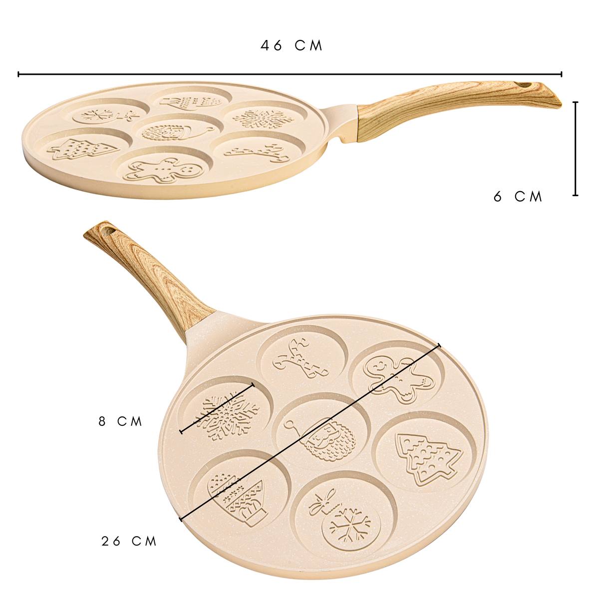 Pancake Pan with Christmas Design in Beige