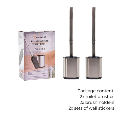 Escobilla de Baño en Acero Inoxidable y Silicona Pack de 2 Unidades