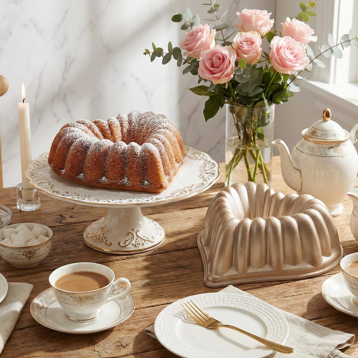 NEW ARRIVAL Molde AMOUR, bizcocho y tarta para horno, doble capa antiadherente, aluminio fundido de larga vida, cocción uniforme, 28×26×10 cm, 2 L