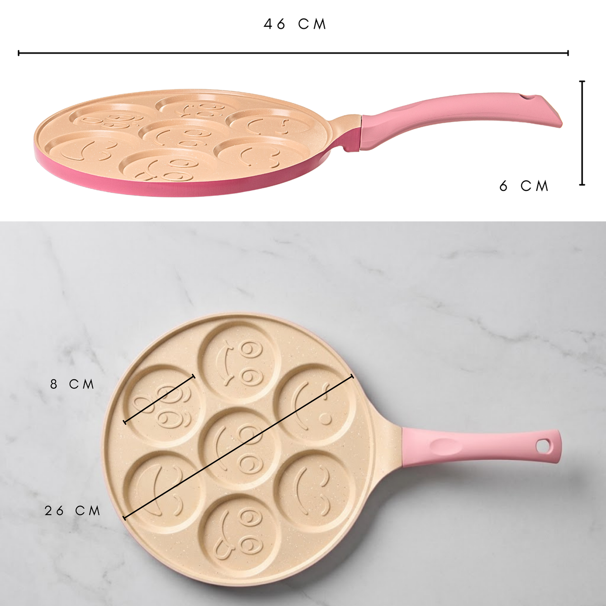 Sartén para Tortitas Diseño Caritas en Color Rosa