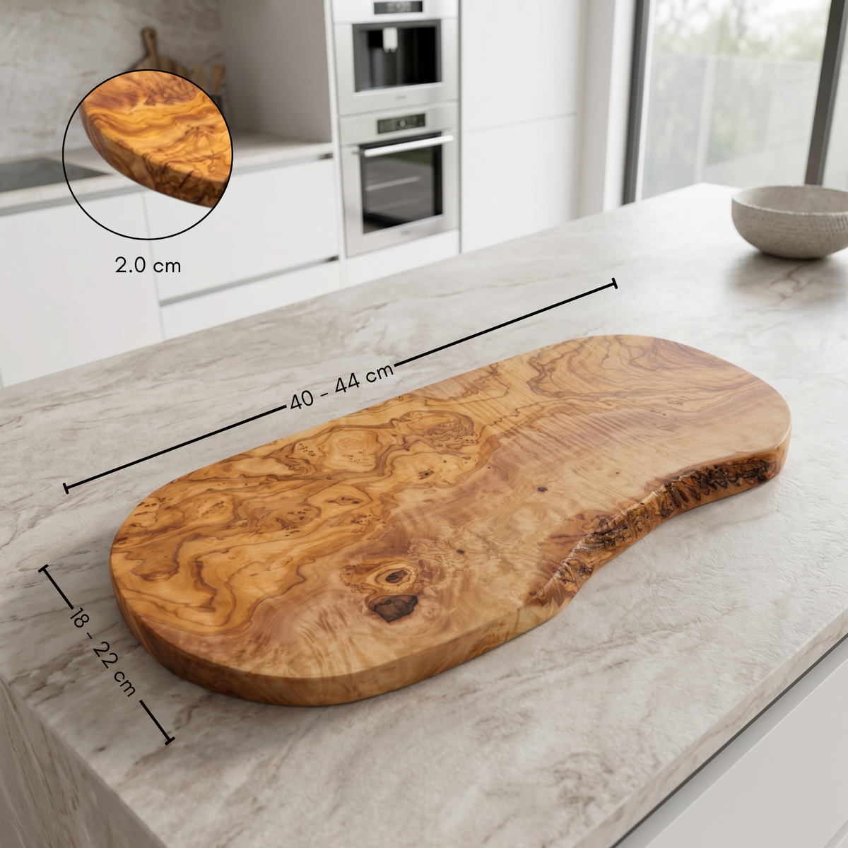 Planche en bois d'olivier naturel ATENAS 43 x 21 cm