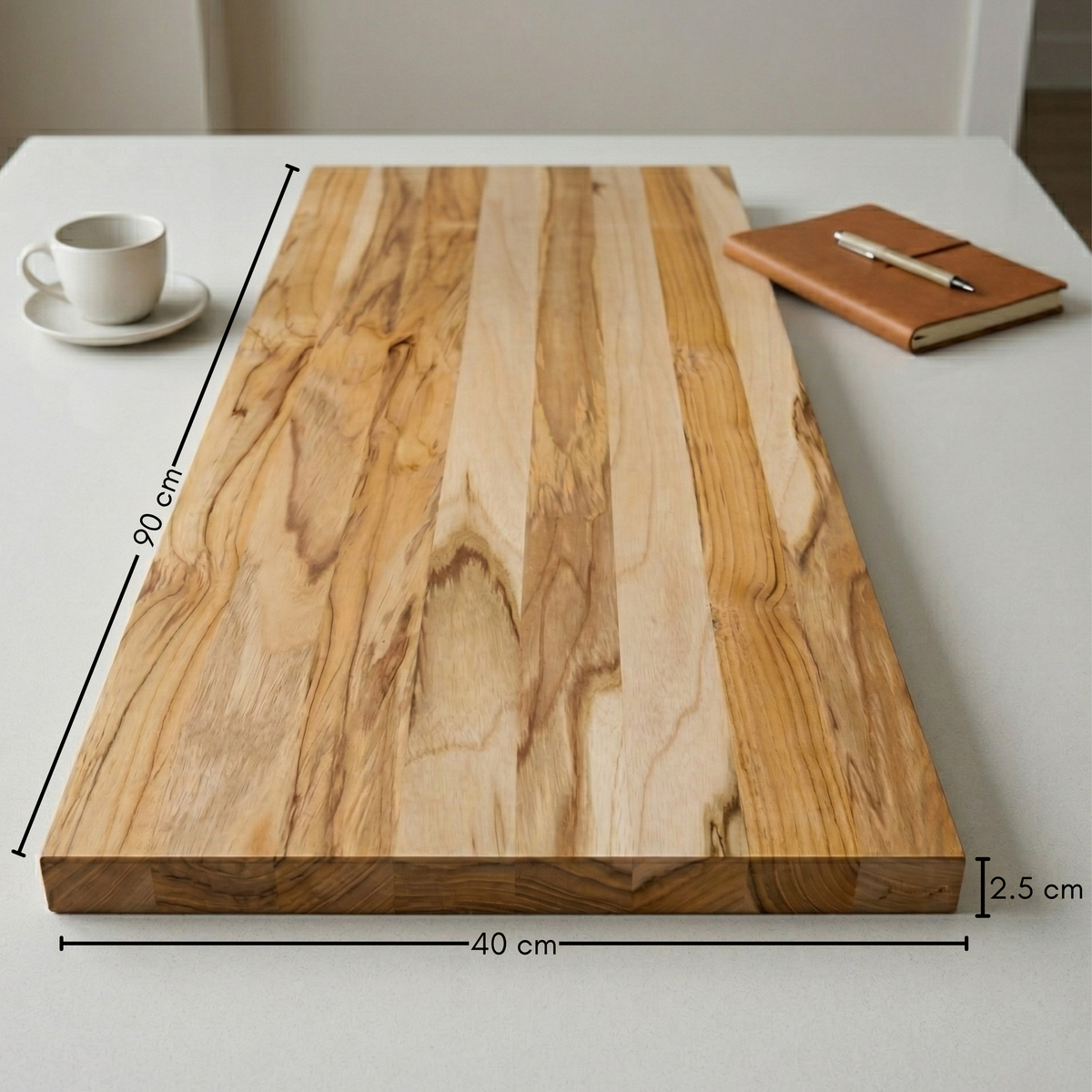 Tablero Rectangular de Madera Natural de Teca para DIY 90x40x2.5 cm