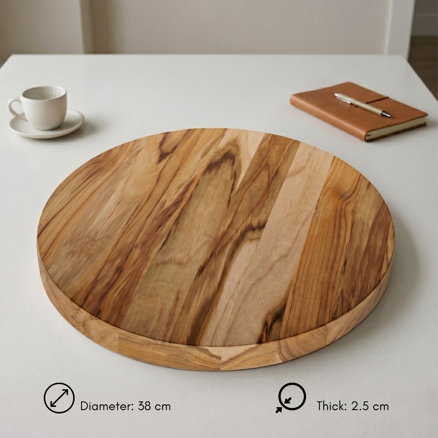 Pannello Circolare in Legno Naturale di Teak Diametro 38 cm