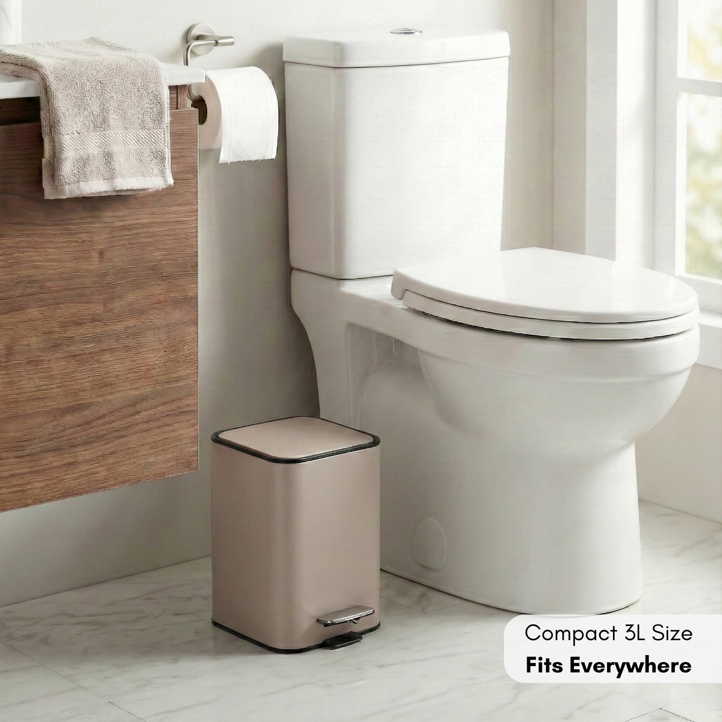 Papelera de Baño con Pedal Soft-Close Color Sandstone Beige
