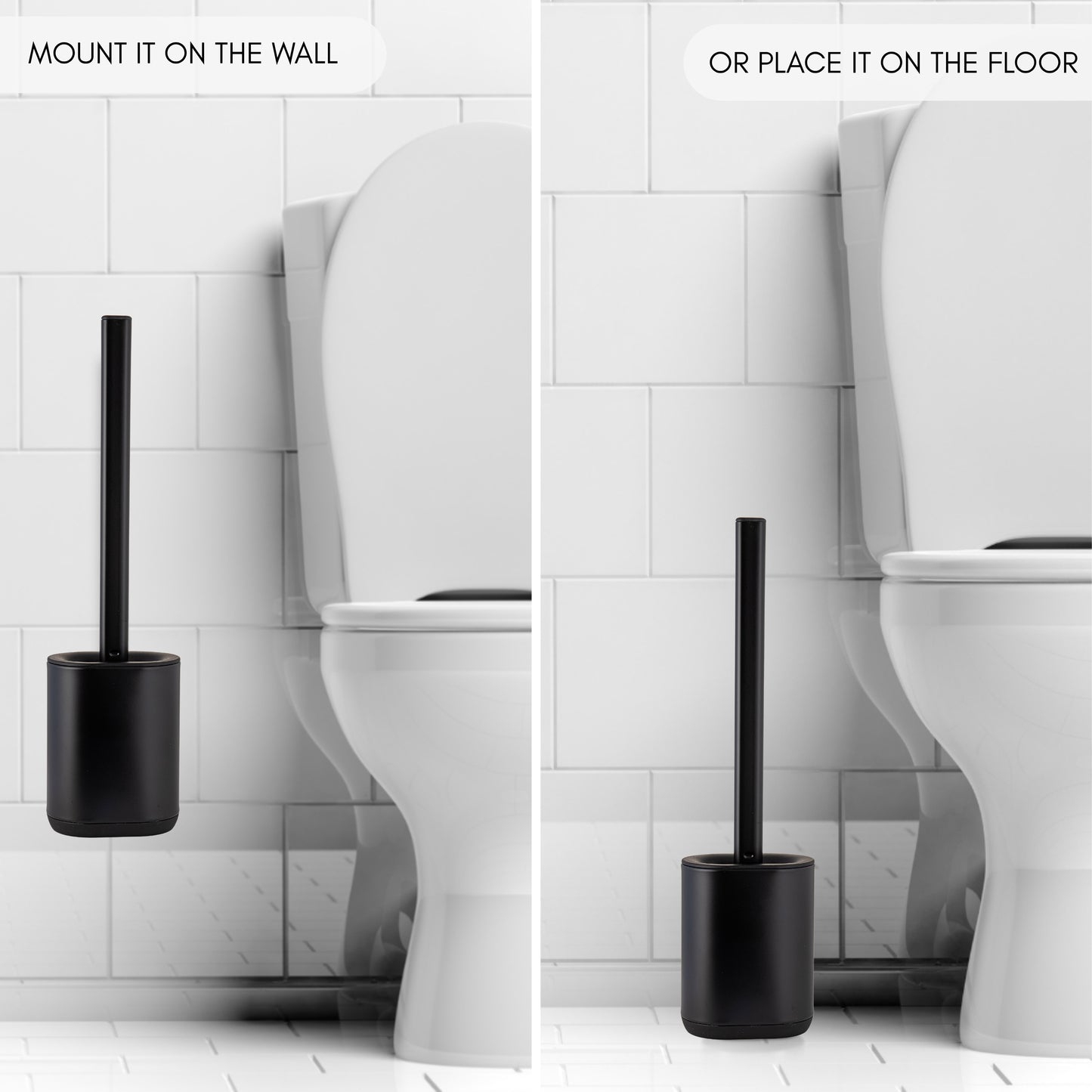 Escobilla de Baño en Acero inoxidable y Silicona Color Onyx Black