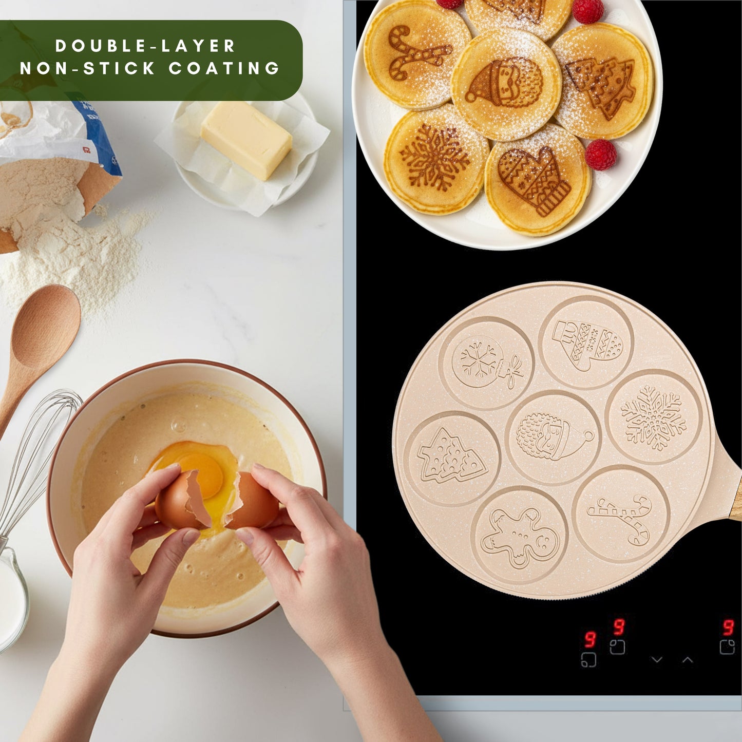 Beige Christmas Design Pancake Pan