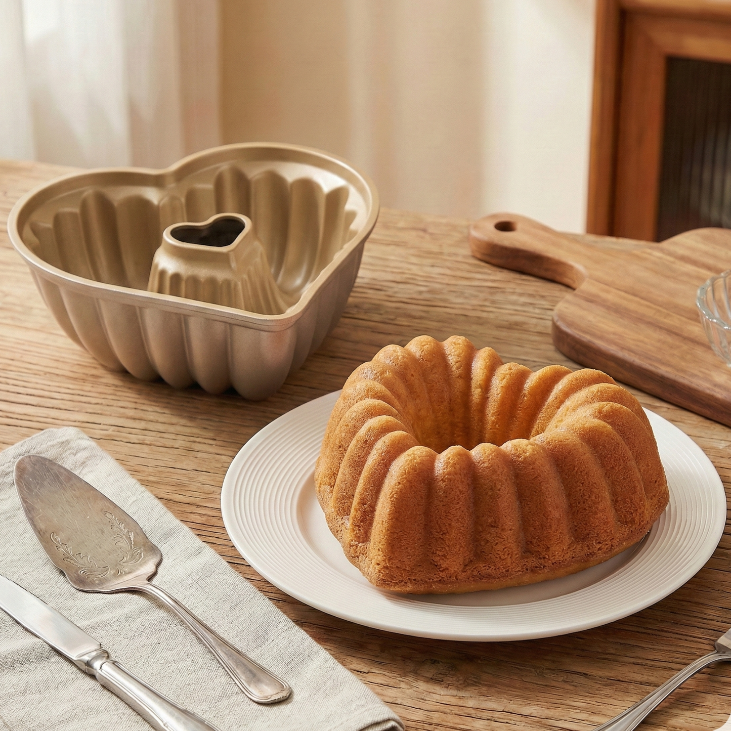 NEW ARRIVAL Molde AMOUR, bizcocho y tarta para horno, doble capa antiadherente, aluminio fundido de larga vida, cocción uniforme, 28×26×10 cm, 2 L