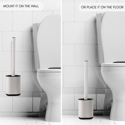 Escobilla de Baño en Acero inoxidable y Silicona Color Cloud White