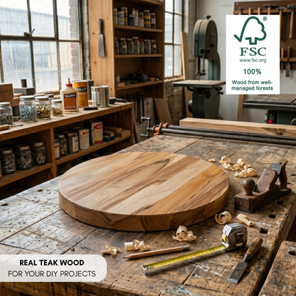 Pannello Circolare in Legno Naturale di Teak Diametro 38 cm