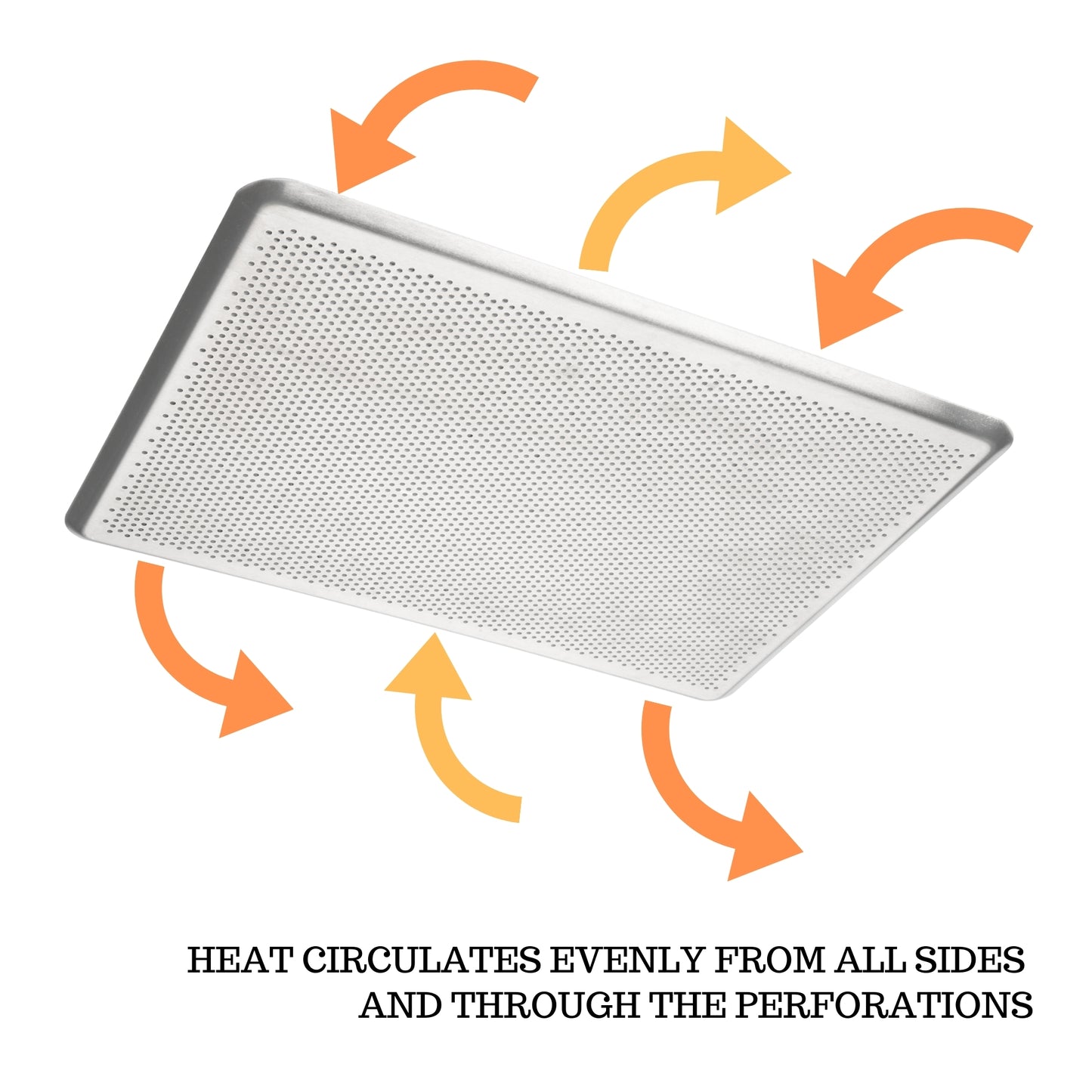 NEW ARRIVAL Bandeja MICRO Perforada en Acero, industry standard, ideal para hornos de 46 cm, circulación uniforme del calor, 45.7×30 cm (grosor 2 mm)