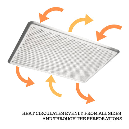 NEW ARRIVAL Bandeja MICRO Perforada en Acero, industry standard, ideal para hornos de 46 cm, circulación uniforme del calor, 45.7×30 cm (grosor 2 mm)