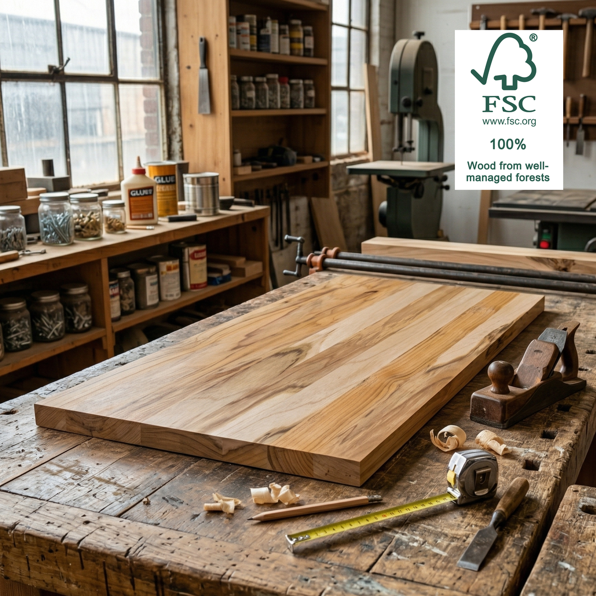Tablero Rectangular de Madera Natural de Teca para DIY 90x40x2.5 cm