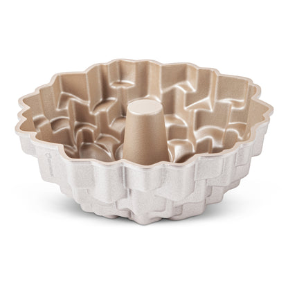 Molde BLOOM, bizcocho y tarta para horno, doble capa antiadherente, aluminio fundido de larga vida, Cocción Uniforme, Color Oro Rosa, diámetro 24cm, alto 10 cm, 2.5 litros.