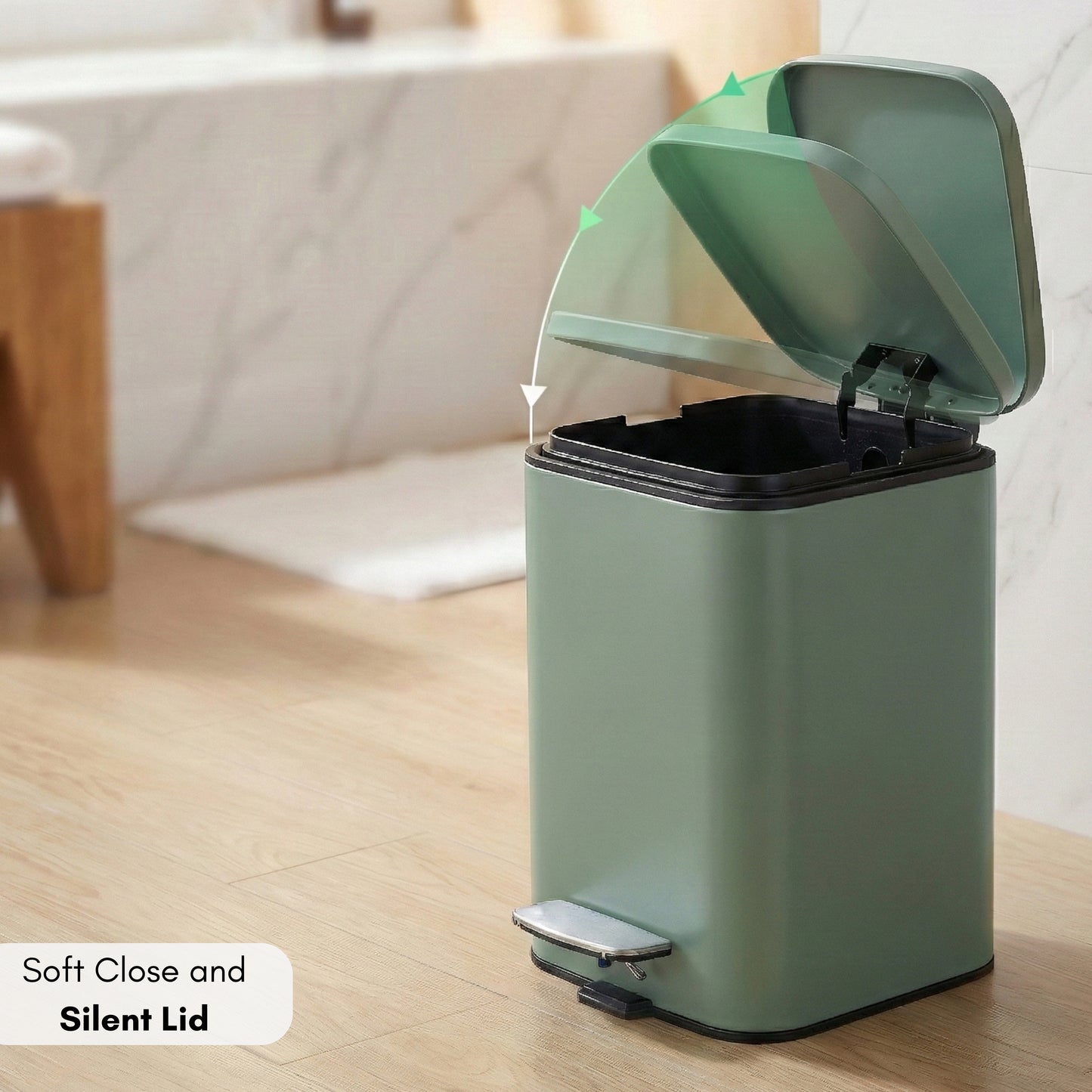 Papelera de Baño con Pedal y Soft-Close Color Sage Green