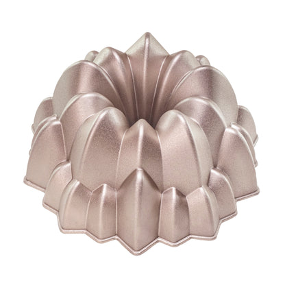 Molde CASCADA, bizcocho y tarta para horno, doble capa antiadherente, aluminio fundido de larga vida, Cocción Uniforme, Color Oro Rosa, diámetro 24cm, alto 11 cm, 2 litros.