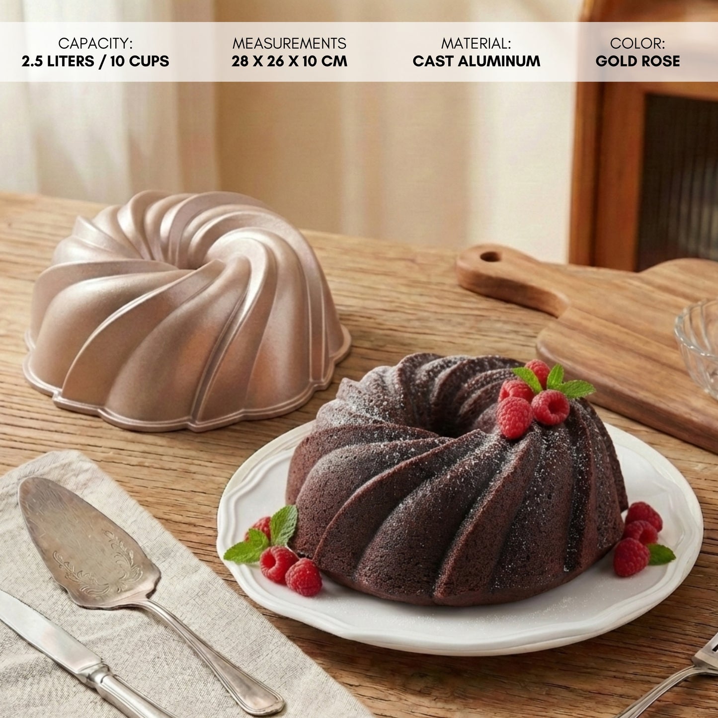 Molde para Bizcochos TWIST con Doble Capa Antiadherente Ø24 cm, 2.5 L