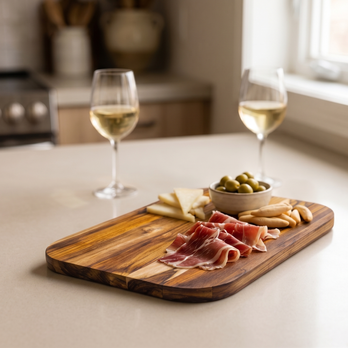 Tabla Reversible en Madera de Teca Natural MIAMI 40×28×2.4 cm