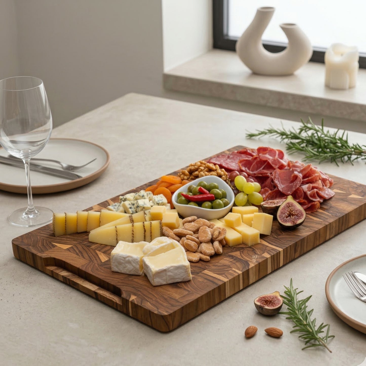 Teak Wood End Grain Cutting Board XL 44 x 30 x 3.2 cm BALI
