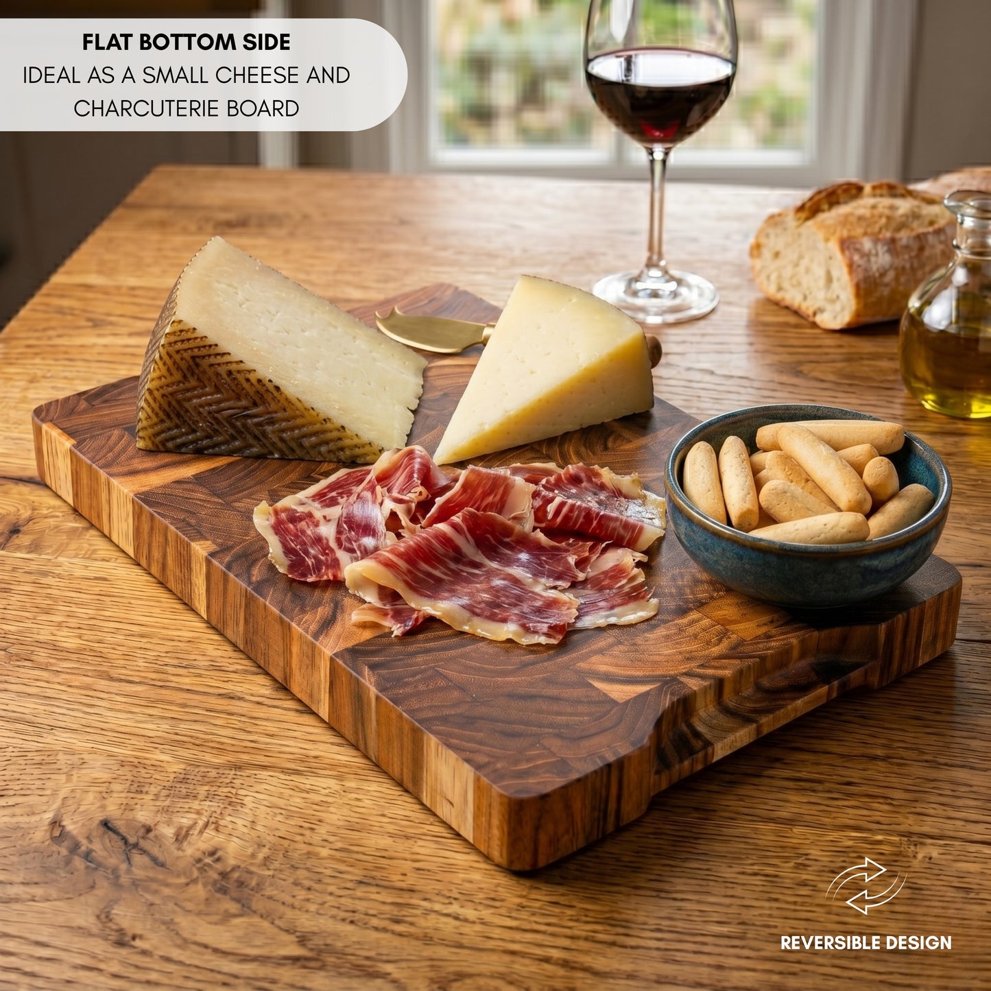 NUOVO ARRIVO Tagliere da cucina RIO, legno di teak a grana fine, spessore 3,2 cm, resistente, per servire salumi, formaggi e pane, 30x20,5x3,2 cm 