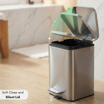 Papelera de Baño con Pedal Soft-Close en Acero Inoxidable