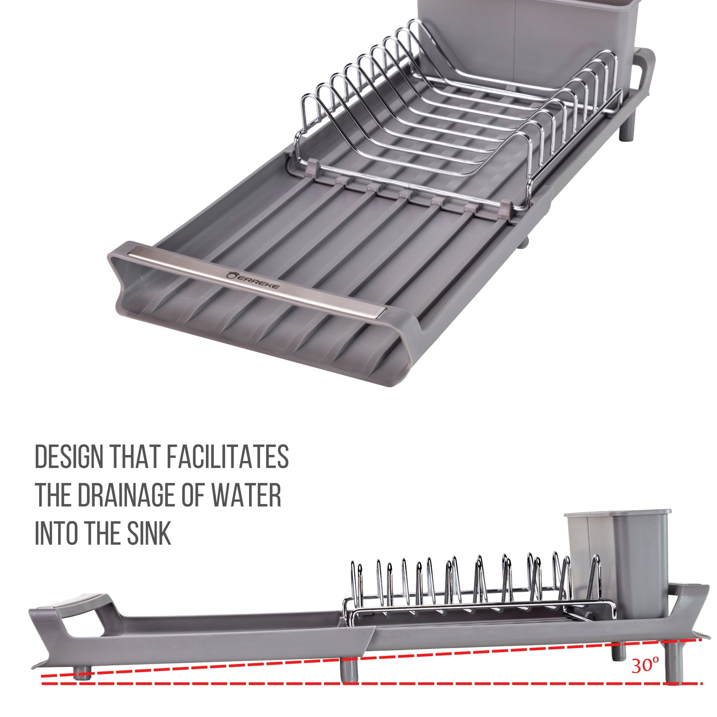 Escurridor de Platos Extensible Pequeño Color Gris