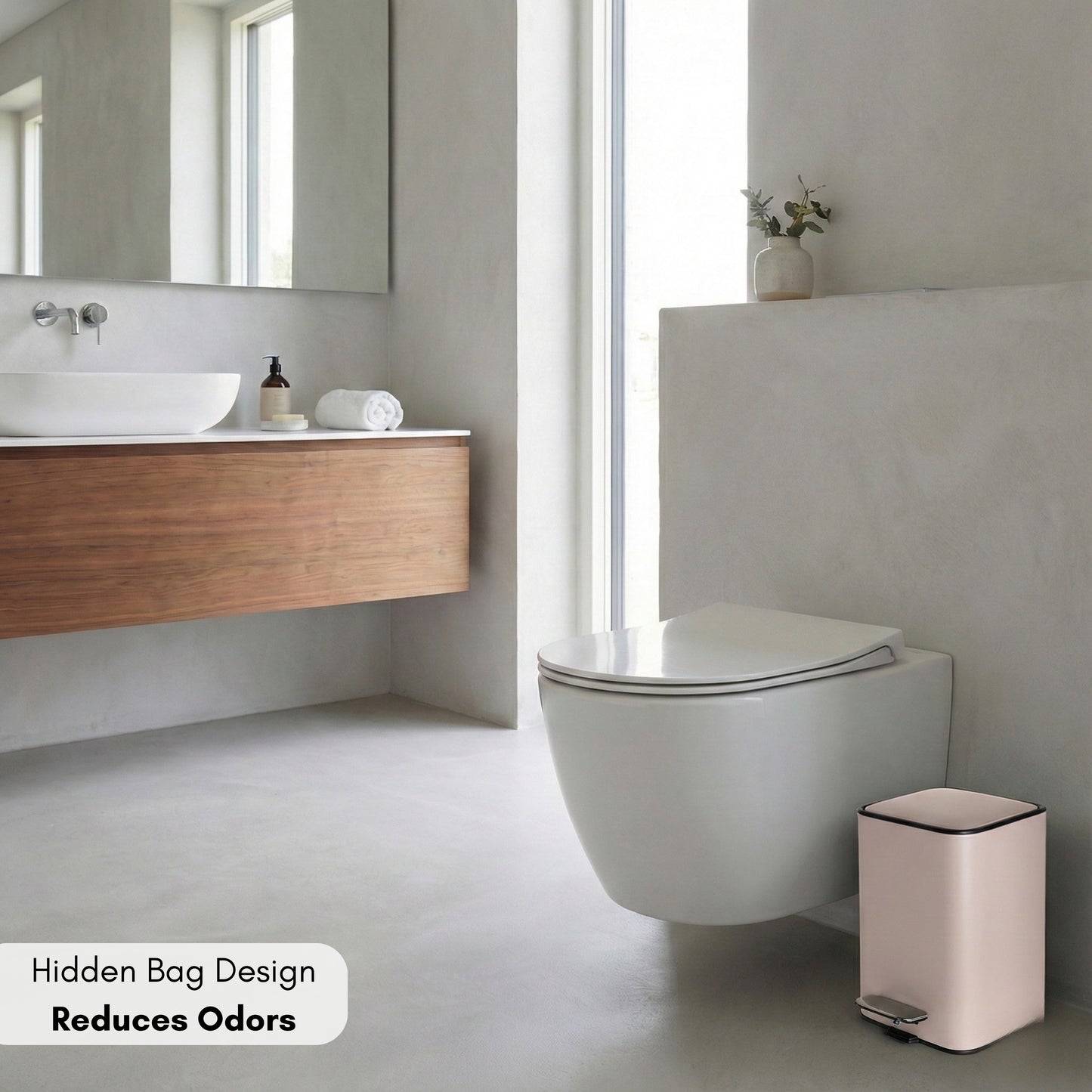 Papelera de Baño con Pedal Soft-Close Color Sandstone Beige