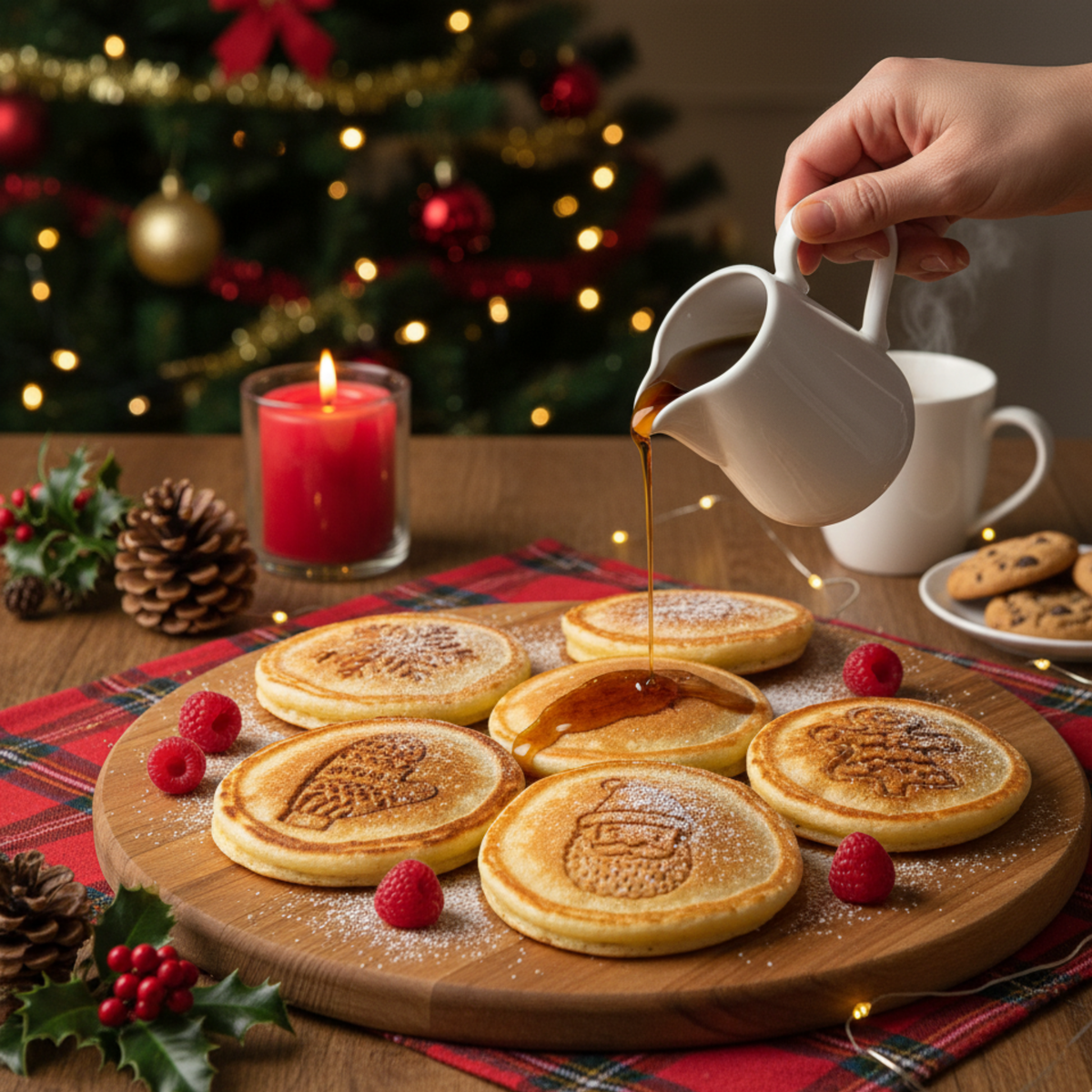 Pancake Pan with Christmas Design in Beige