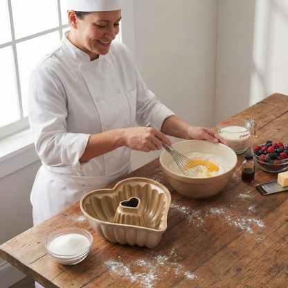 NEW ARRIVAL Molde AMOUR, bizcocho y tarta para horno, doble capa antiadherente, aluminio fundido de larga vida, cocción uniforme, 28×26×10 cm, 2 L