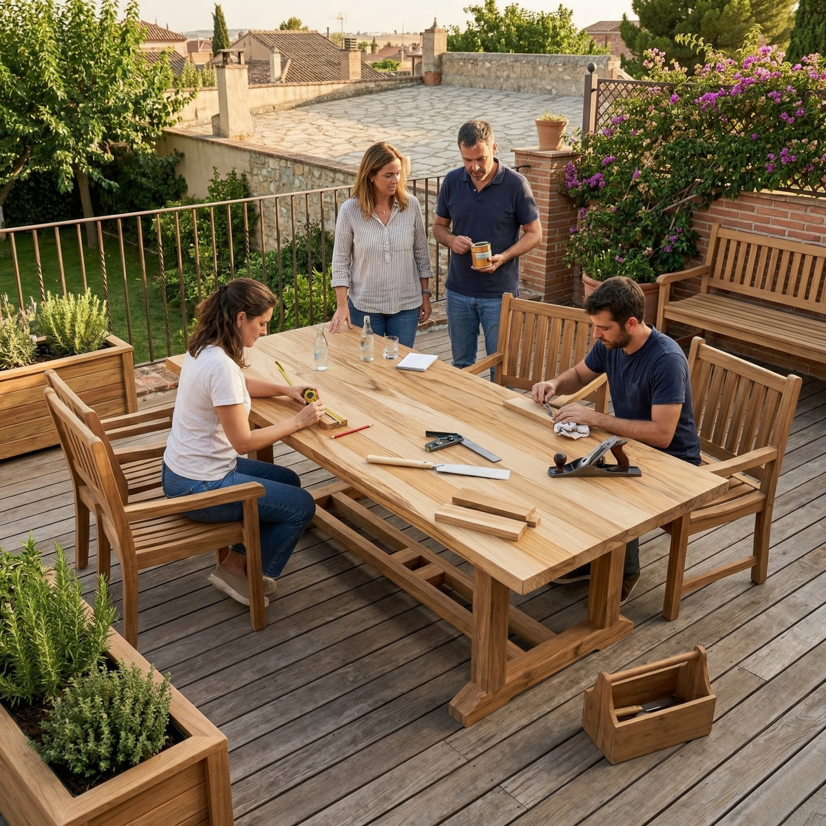 Tablero Circular de Madera Natural de Teca para DIY Diámetro 38 cm
